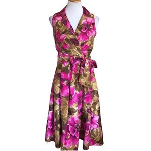 Jessica Howard Sz 8 Floral Dress with Collar& Belt